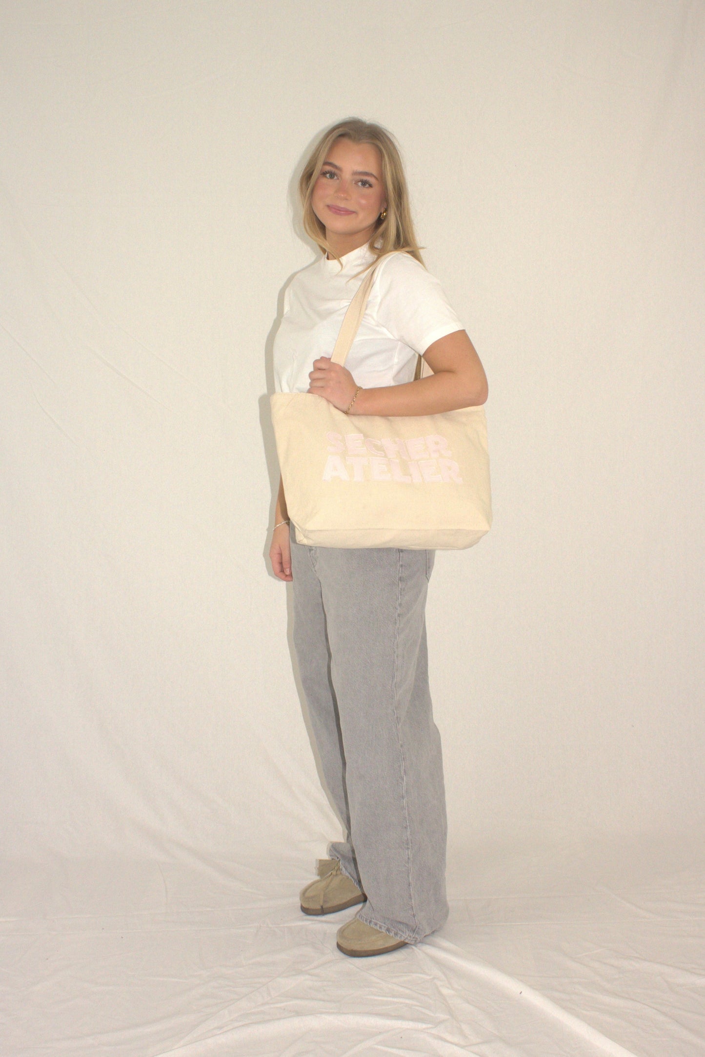 BABY PINK APPLIQUE TOTE BAG
